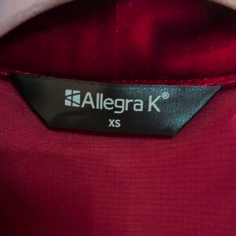 Allegra K Deep Red Velvet Jacket - Picture 2 of 3